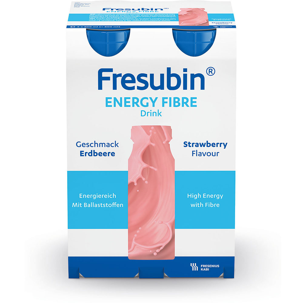 Abbildung 4er Paket Fresubin Energy Fibre Drink Erdbeere