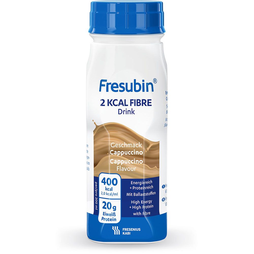 Fresubin 2 kcal fibre DRINK, mit Ballaststoffen, Hochkalorisch, Cappuccino, EasyBottle, 24 x 200 ml