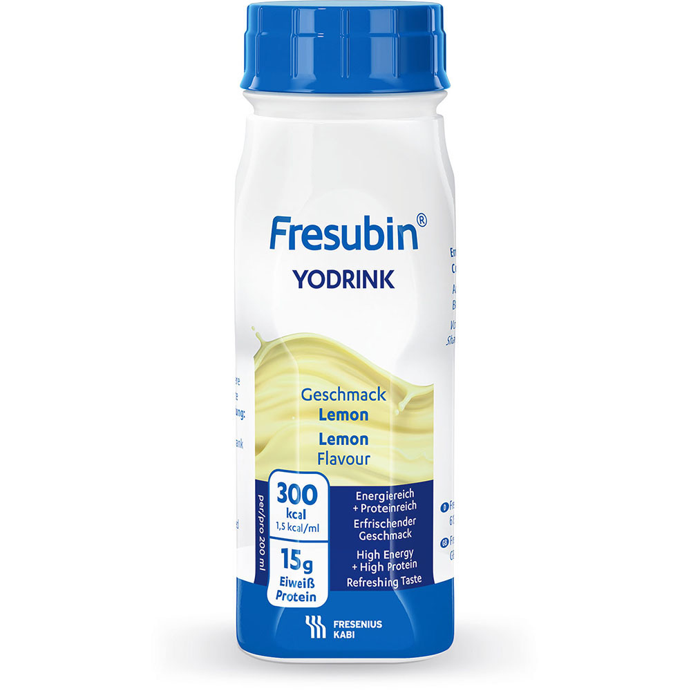 Abbildung einer Flasche Fresubin YoDrink in Geschmacksrichtung Lemon